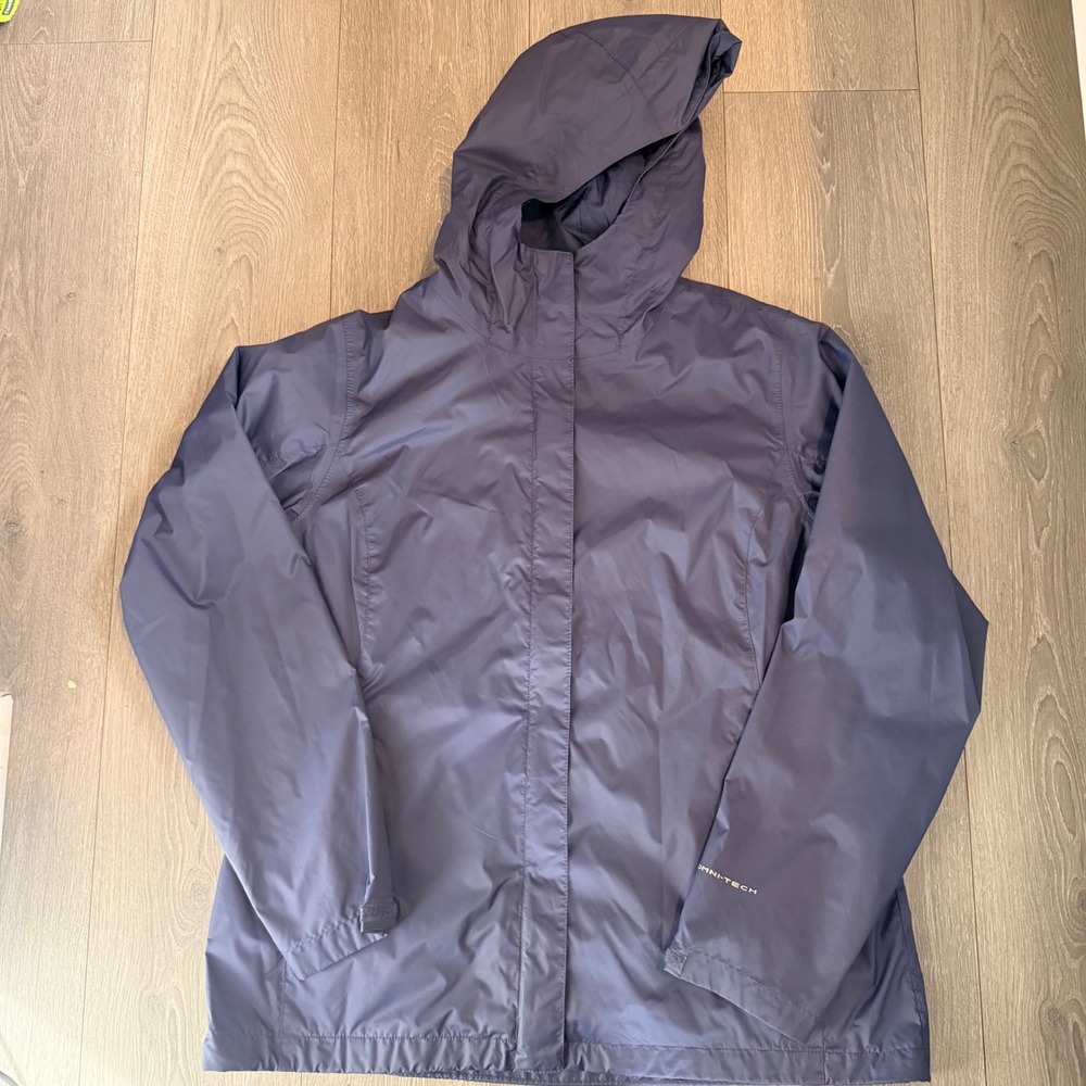 Columbia Omni-Tech Waterproof Hooded Rain Jacket Men's XL Navy Blue